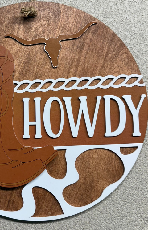 Howdy University Boots Door & Wall Decor - Stylish Western University Decor for School Spirit
