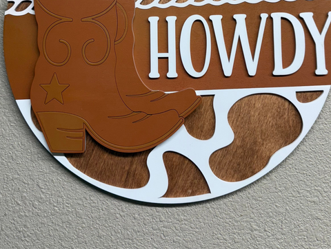 Howdy University Boots Door & Wall Decor - Stylish Western University Decor for School Spirit