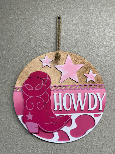 Preppy Pink Howdy Boots Hanger