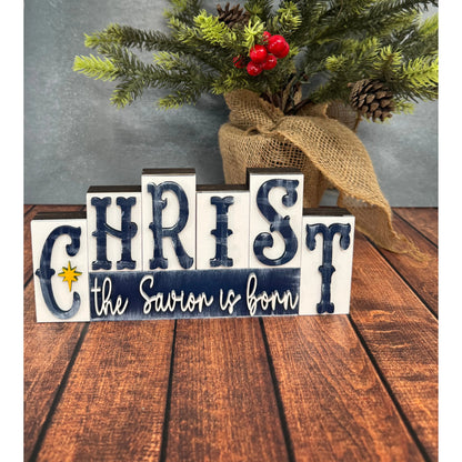 Christmas Word Blocks Christmas Shelf Sitter Christ Savior  