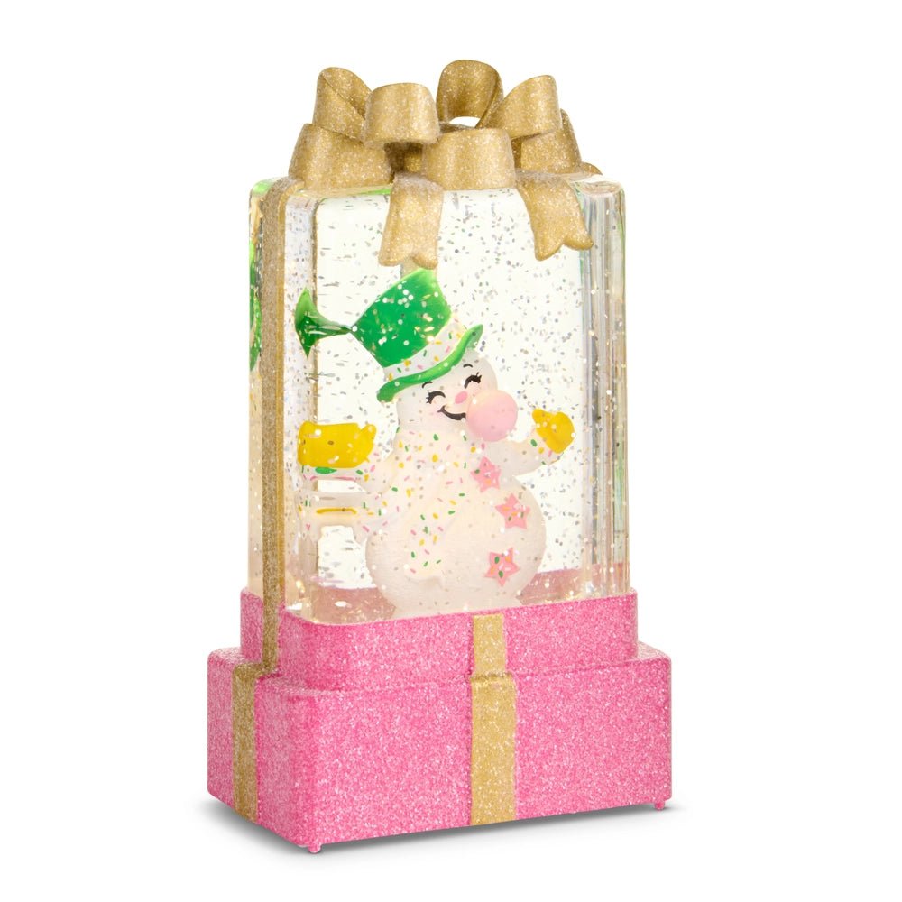 7" Bubblegum Blowin' Snowman Water Present - Nifty Decor & More
