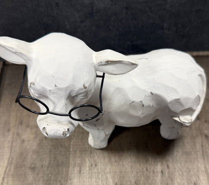 7" Cow with Glasses - Nifty Decor & More