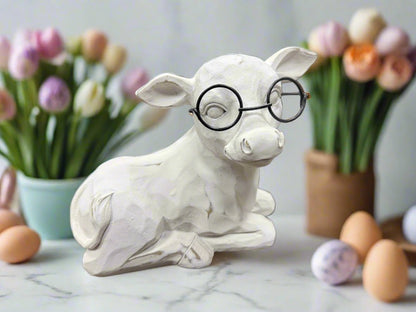 7" Cow with Glasses - Nifty Decor & More