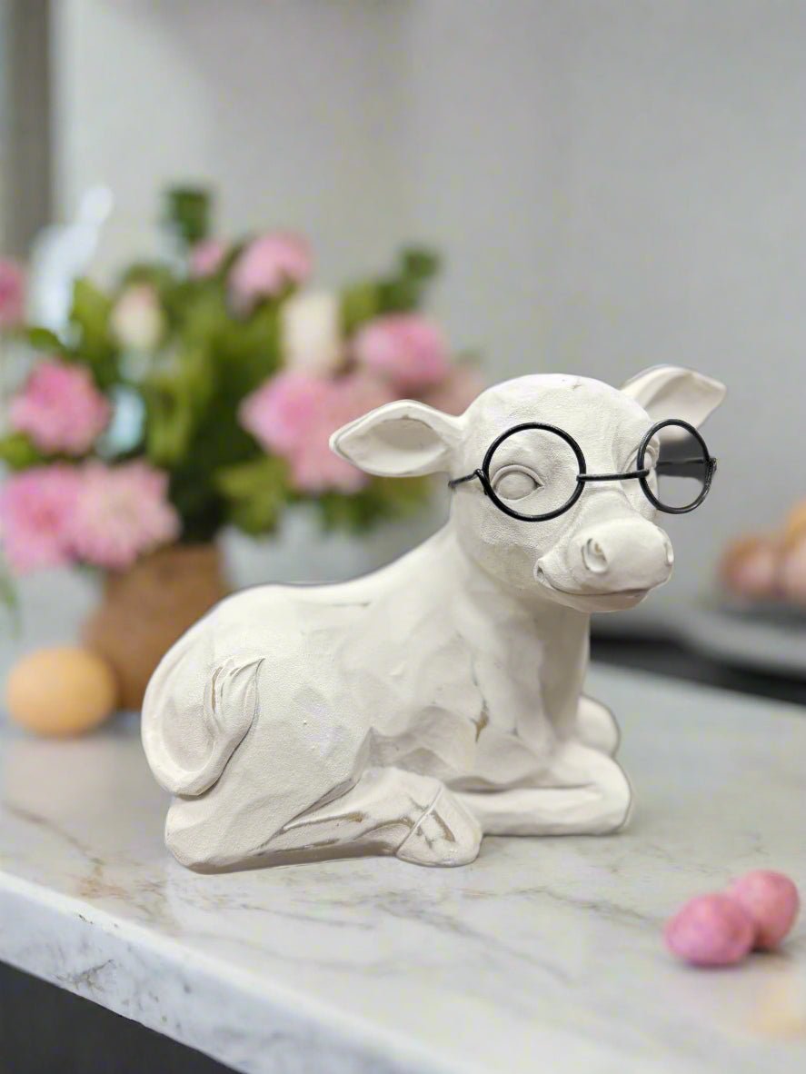 7" Cow with Glasses - Nifty Decor & More
