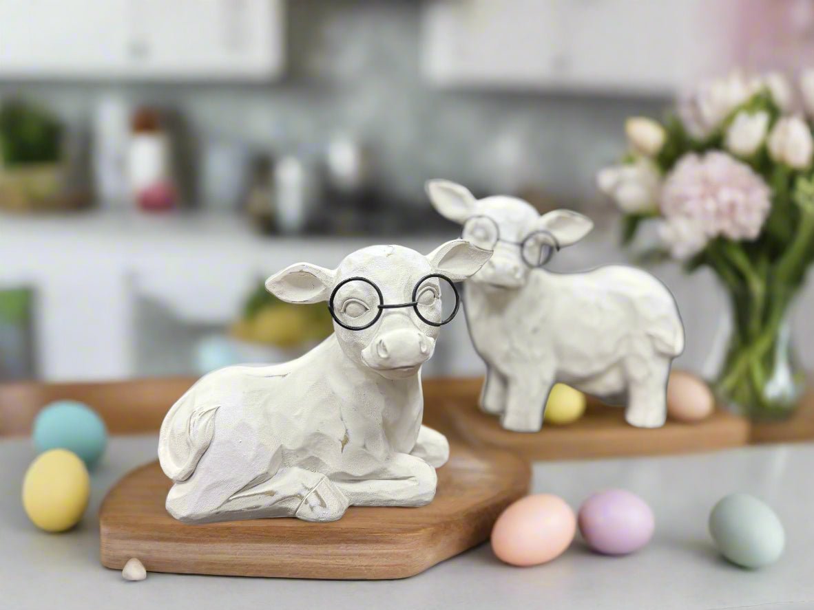 7" Cow with Glasses - Nifty Decor & More