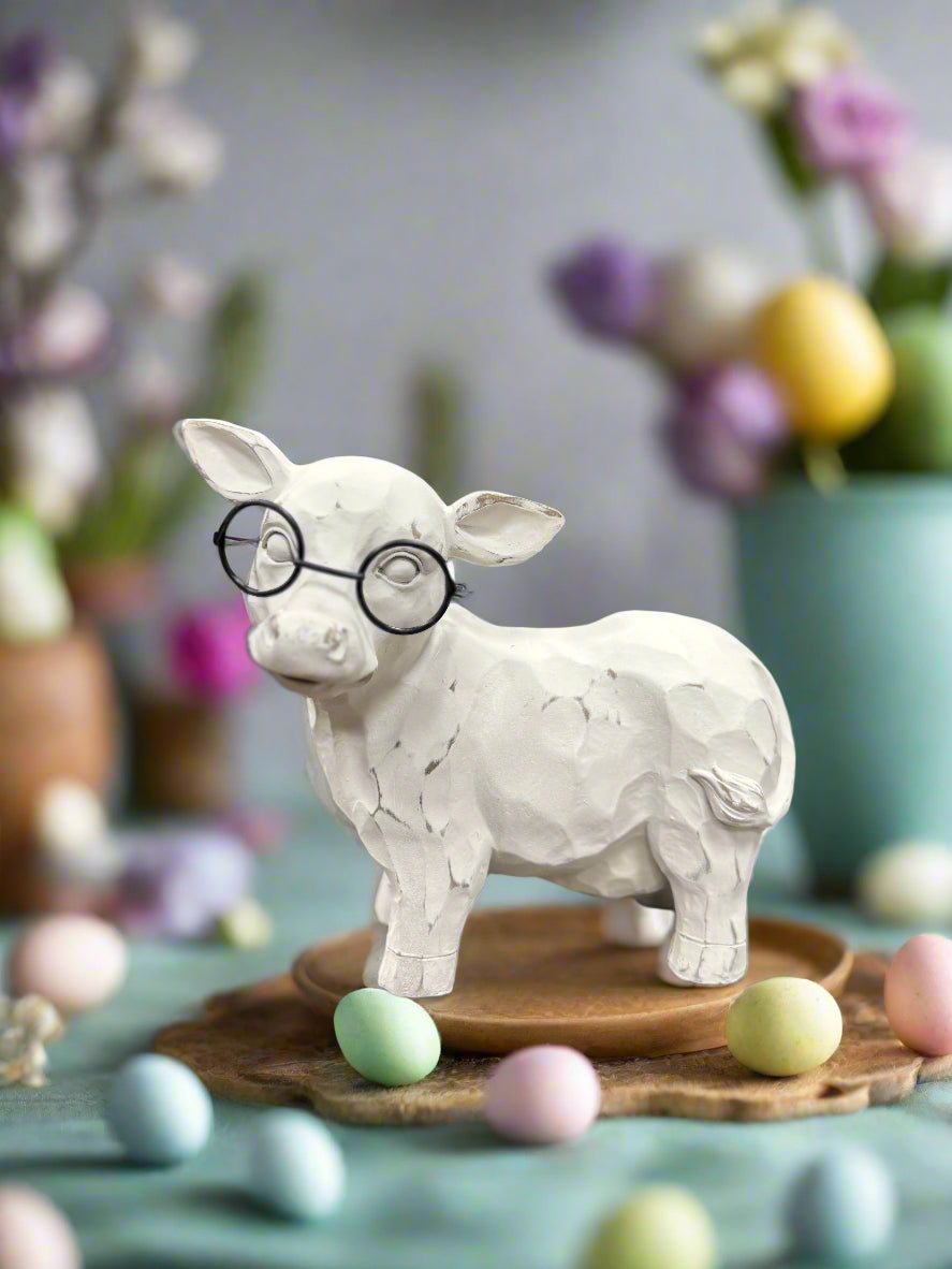 7" Cow with Glasses - Nifty Decor & More