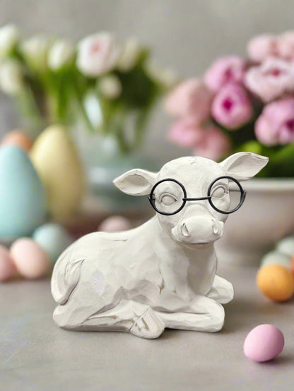 7" Cow with Glasses - Nifty Decor & More
