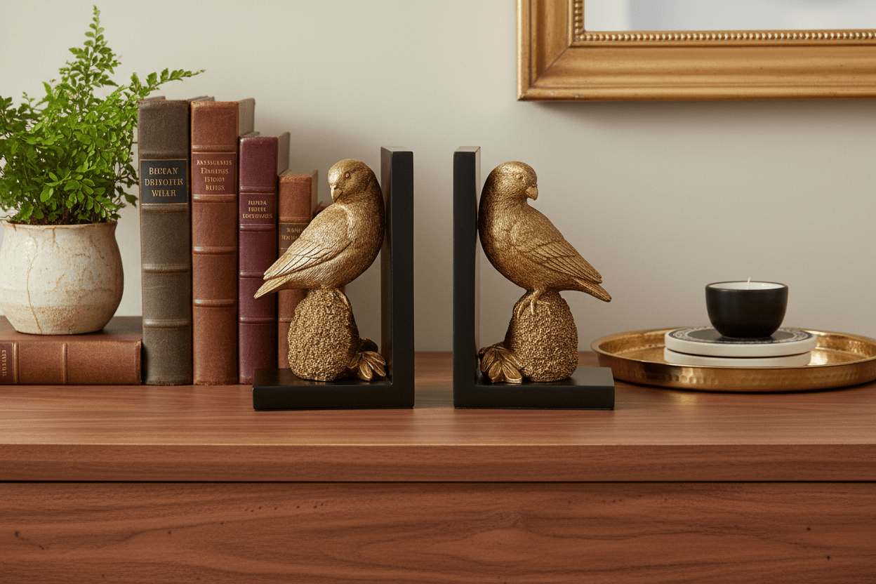 7" Gold Bird Book Ends - Nifty Decor & More