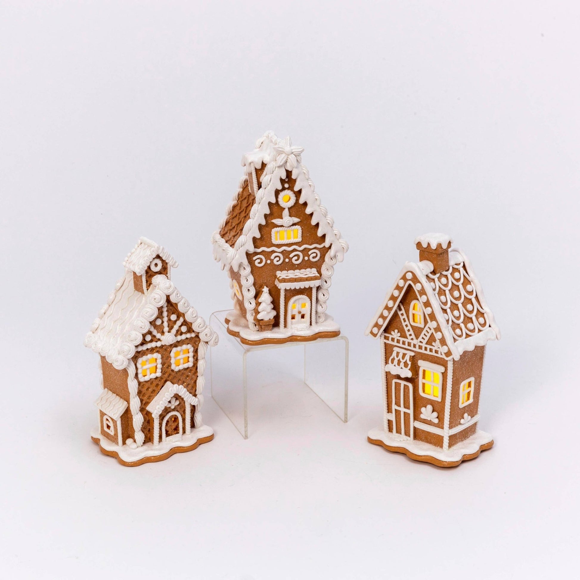 7" Lighted Holiday Gingerbread Houses Christmas Collectible