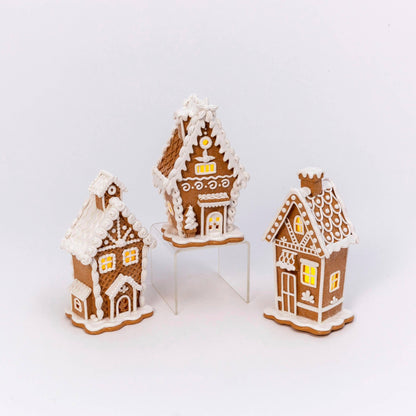 7" Lighted Holiday Gingerbread Houses Christmas Collectible