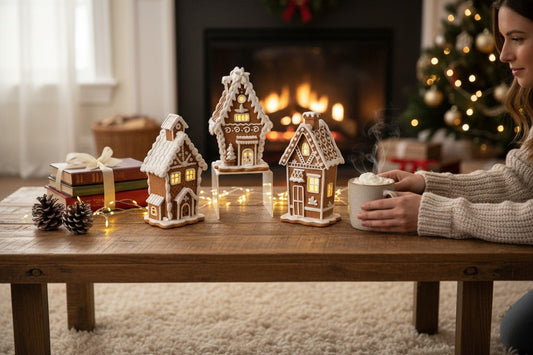 7" Lighted Holiday Gingerbread Houses Christmas Collectible