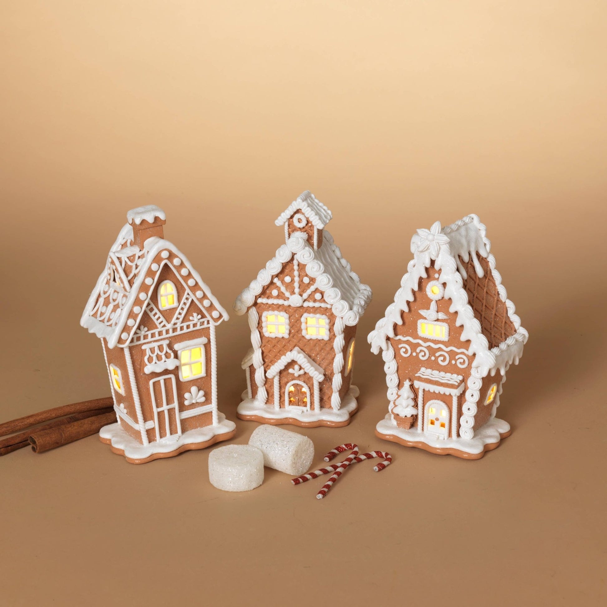 7" Lighted Holiday Gingerbread Houses Christmas Collectible