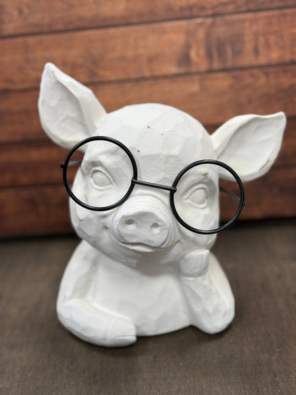 7" Pig in Glasses Bust - Nifty Decor & More