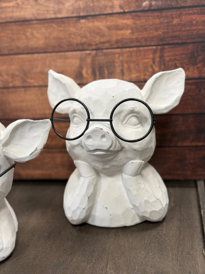 7" Pig in Glasses Bust - Nifty Decor & More