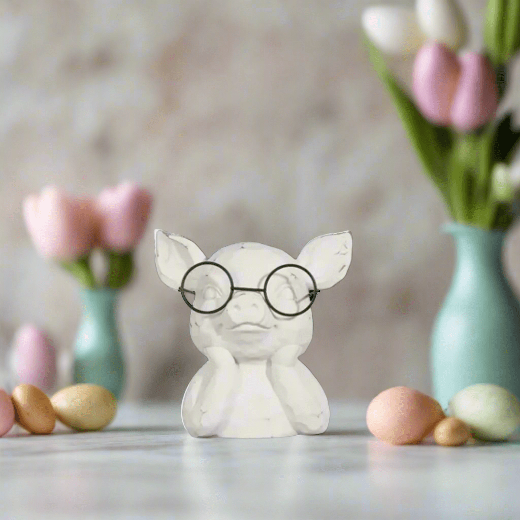 7" Pig in Glasses Bust - Nifty Decor & More