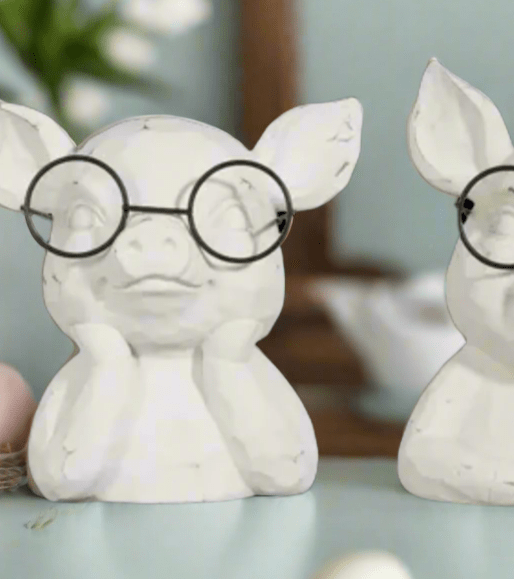 7" Pig in Glasses Bust - Nifty Decor & More