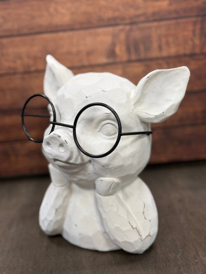 7" Pig in Glasses Bust - Nifty Decor & More