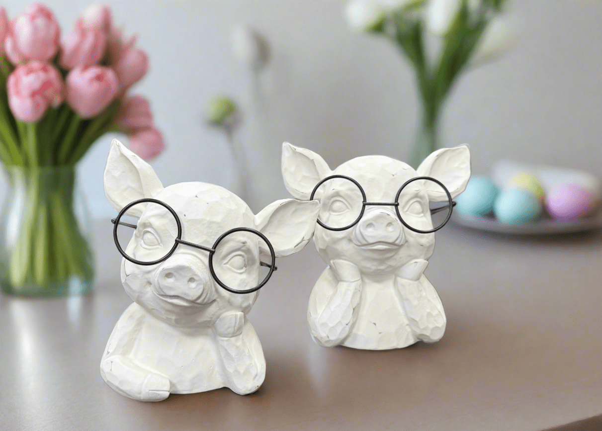 7" Pig in Glasses Bust - Nifty Decor & More