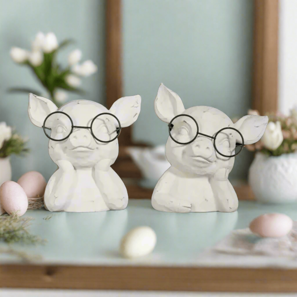 7" Pig in Glasses Bust - Nifty Decor & More