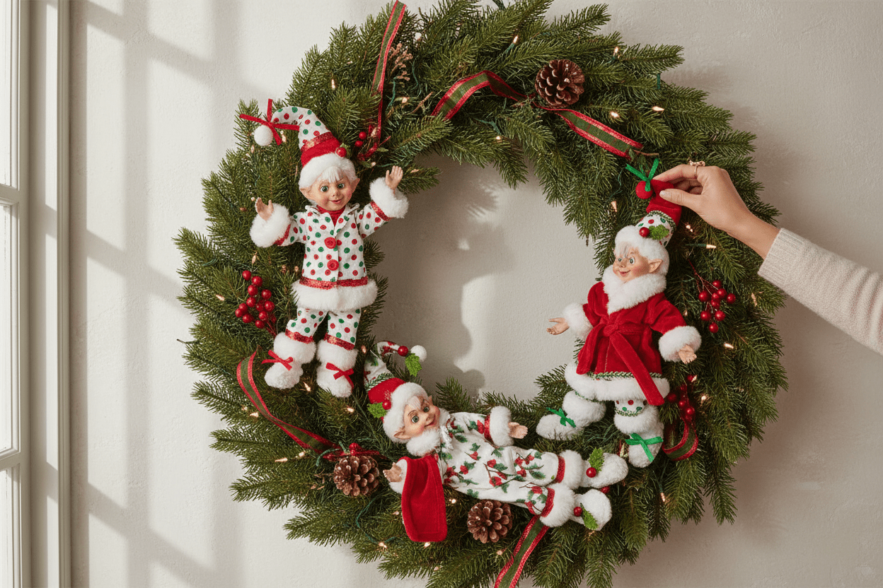 7" Posable Pajama Party Elf - Nifty Decor & More