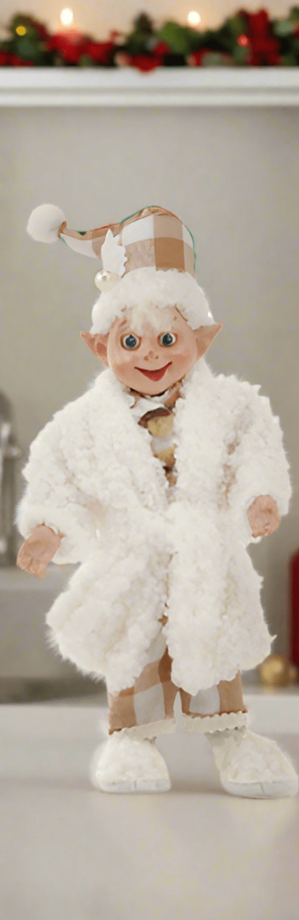 7" Sherpa Bedtime Elf - Posable Winter, Christmas Decor for Cozy Holiday Vibes & Festive Cheer - Nifty Decor & More
