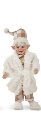 7" Sherpa Bedtime Elf - Posable Winter, Christmas Decor for Cozy Holiday Vibes & Festive Cheer - Nifty Decor & More