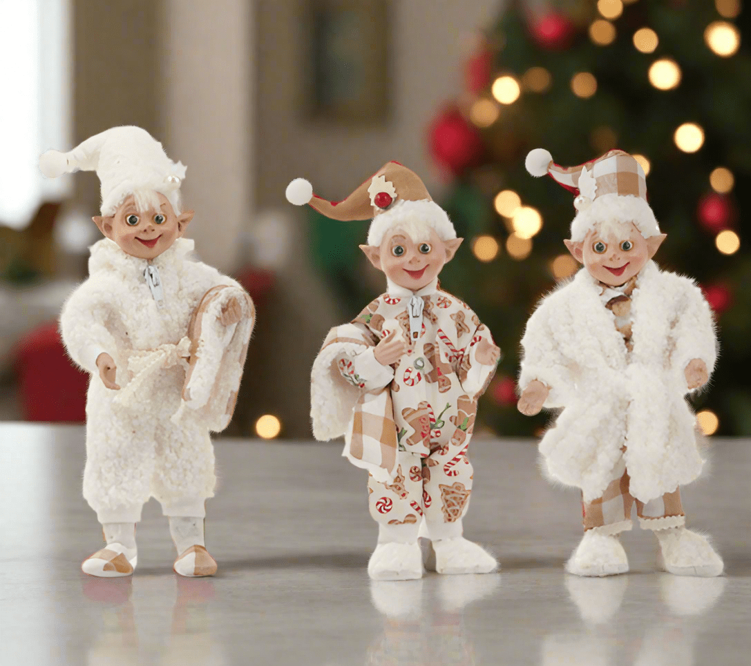 7" Sherpa Bedtime Elf - Posable Winter, Christmas Decor for Cozy Holiday Vibes & Festive Cheer - Nifty Decor & More