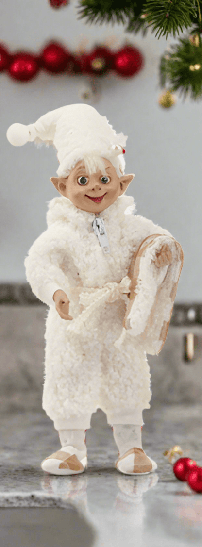 7" Sherpa Bedtime Elf - Posable Winter, Christmas Decor for Cozy Holiday Vibes & Festive Cheer - Nifty Decor & More