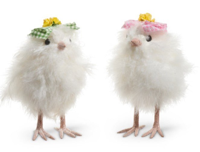 7" White Fluffy Chick Home Decor Set - Nifty Decor & More