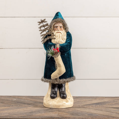 16.5" Deep Ocean Velvet Belsnickle Santa figurine