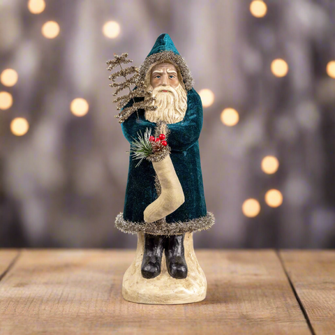 16.5" Deep Ocean Velvet Belsnickle Santa figurine