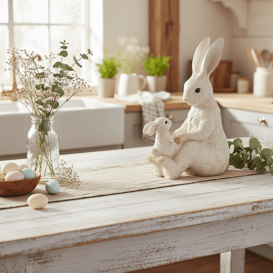 7.25" White Bunny and Baby - Nifty Decor & More