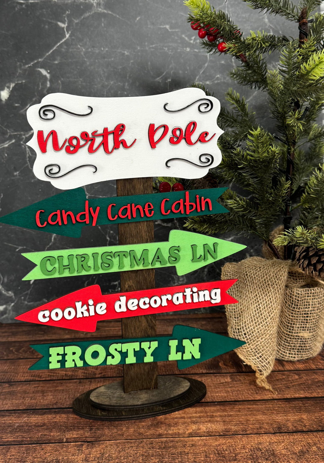North Pole Street Sign Christmas Shelf Sitter Mini 1  