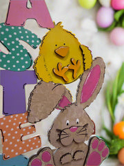 Easter Friends Stand - Pastel Spring Decor, Vibrant Easter Decor for Home & Celebrations, Charming Easter Table Centerpiece