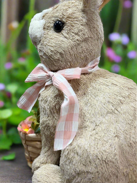 Woven Basket Bunny - RAZ - 14.75" Spring Decor for Easter, Cute Home Decor, Seasonal Gift, Festive Bunny Basket Easter Decor