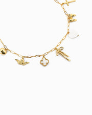 Chunky Bow Multi Gold Charm Necklace charm necklace