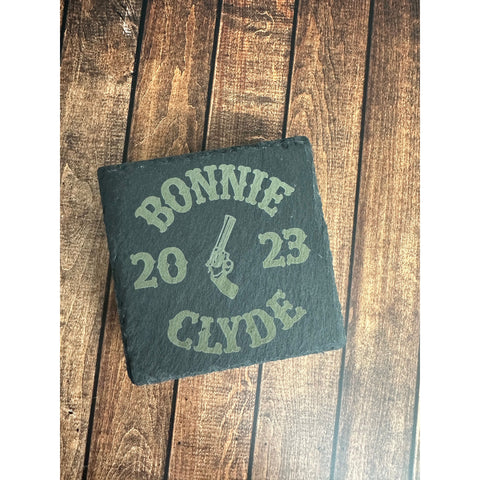 Bonnie & Clyde Slate Coasters    