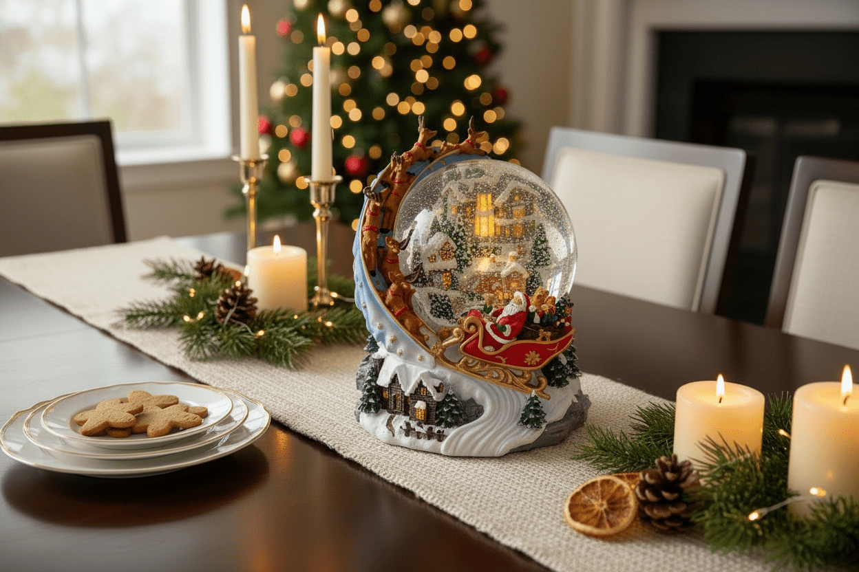 7.5" Santa Sleigh Lighted Swirling Glitter Water Globe - Nifty Decor & More