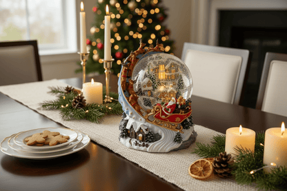 7.5" Santa Sleigh Lighted Swirling Glitter Water Globe - Nifty Decor & More