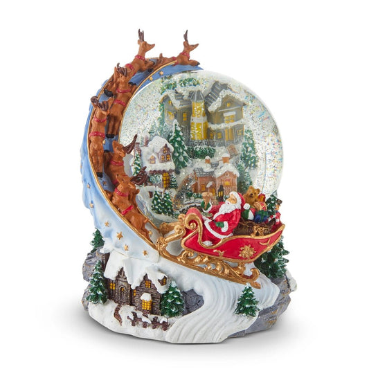 7.5" Santa Sleigh Lighted Swirling Glitter Water Globe