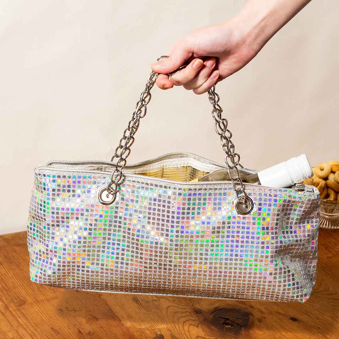Disco Insulated Wine Bag & Silver Cowboy Boot Stopper