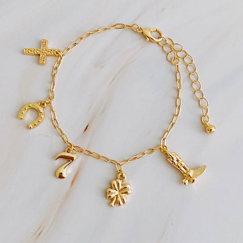Lucky Charmed Bracelet, Stylish Preppy Charm Jewelry, Elevate Your Look, Gift Your Lucky Lady Accessories