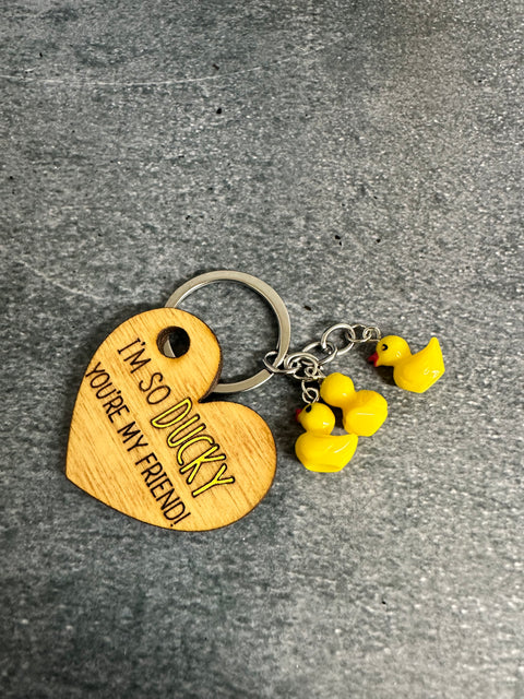 Duck. Duck. Valentine  3 Mini Ducks Keychain I’m so Ducky you’re my friend 