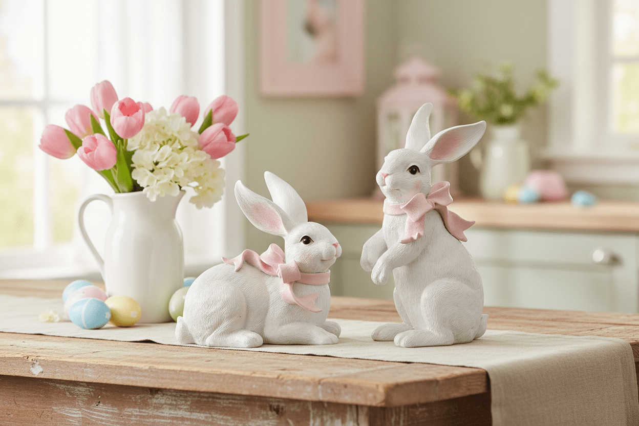 7.75" Bunnies and Bows - Nifty Decor & More