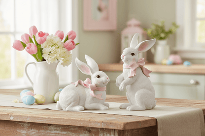 7.75" Bunnies and Bows - Nifty Decor & More