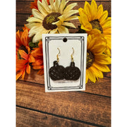 Wooden Pumpkin Earrings  Basket Brown Gold