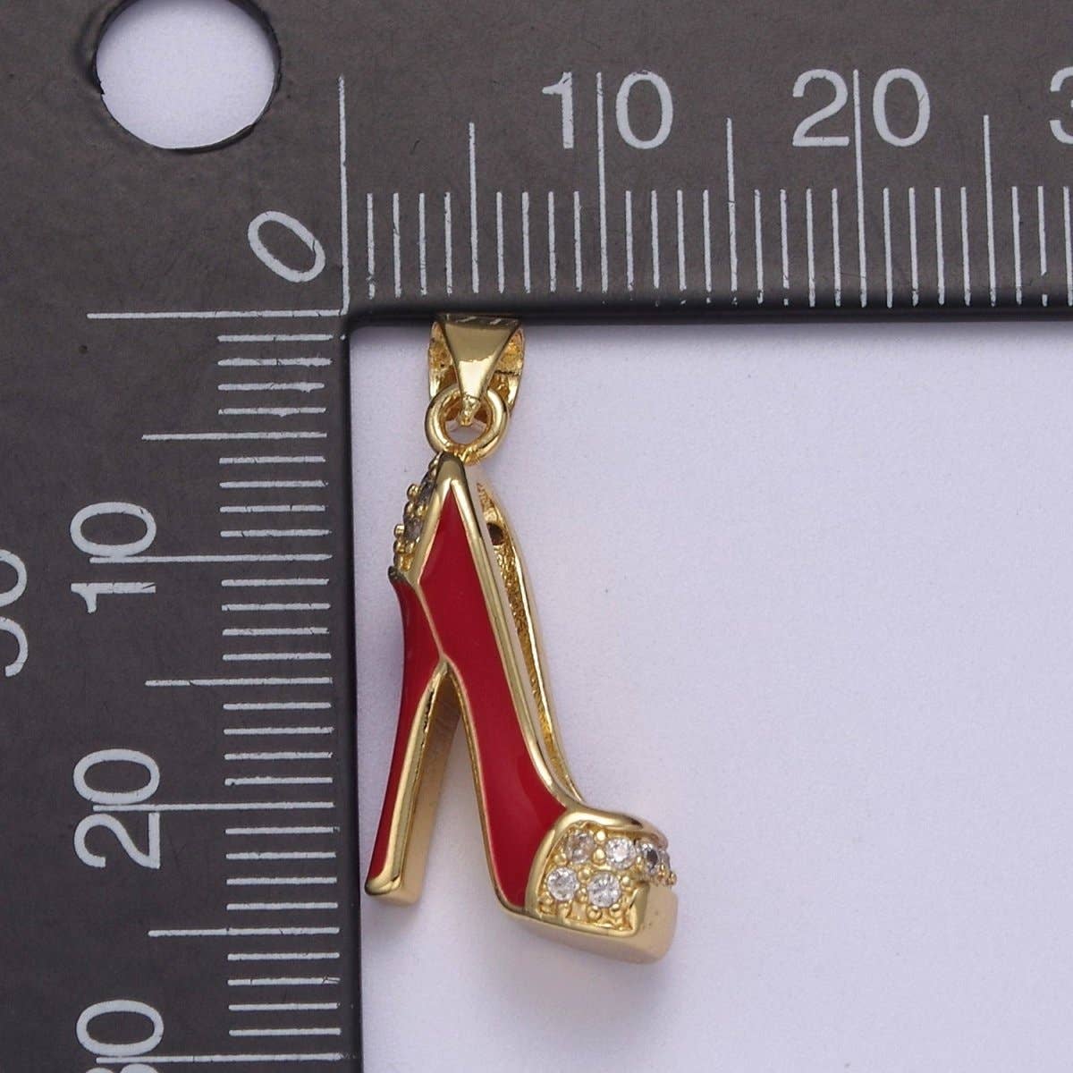 Red stiletto charm high heeled shoe pendant for Bracelet Necklace Earring J-352