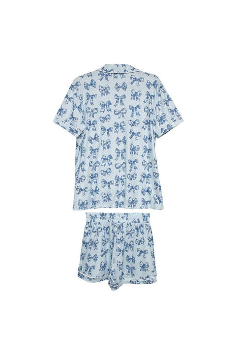 Toile Print Pajamas with Coquette Bows, Adorable Soft Sleepwear for Cozy Nights, Perfect Gift for Girls & Ladies Who Love Cute PJs