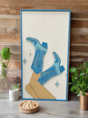 Pretty in Blue Cowgirl Boots Wall Art | Western Girly Decor & Farmhouse Style Prints