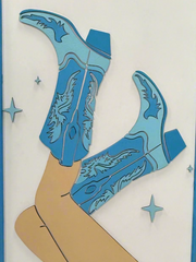 Pretty in Blue Cowgirl Boots Wall Art | Western Girly Decor & Farmhouse Style Prints